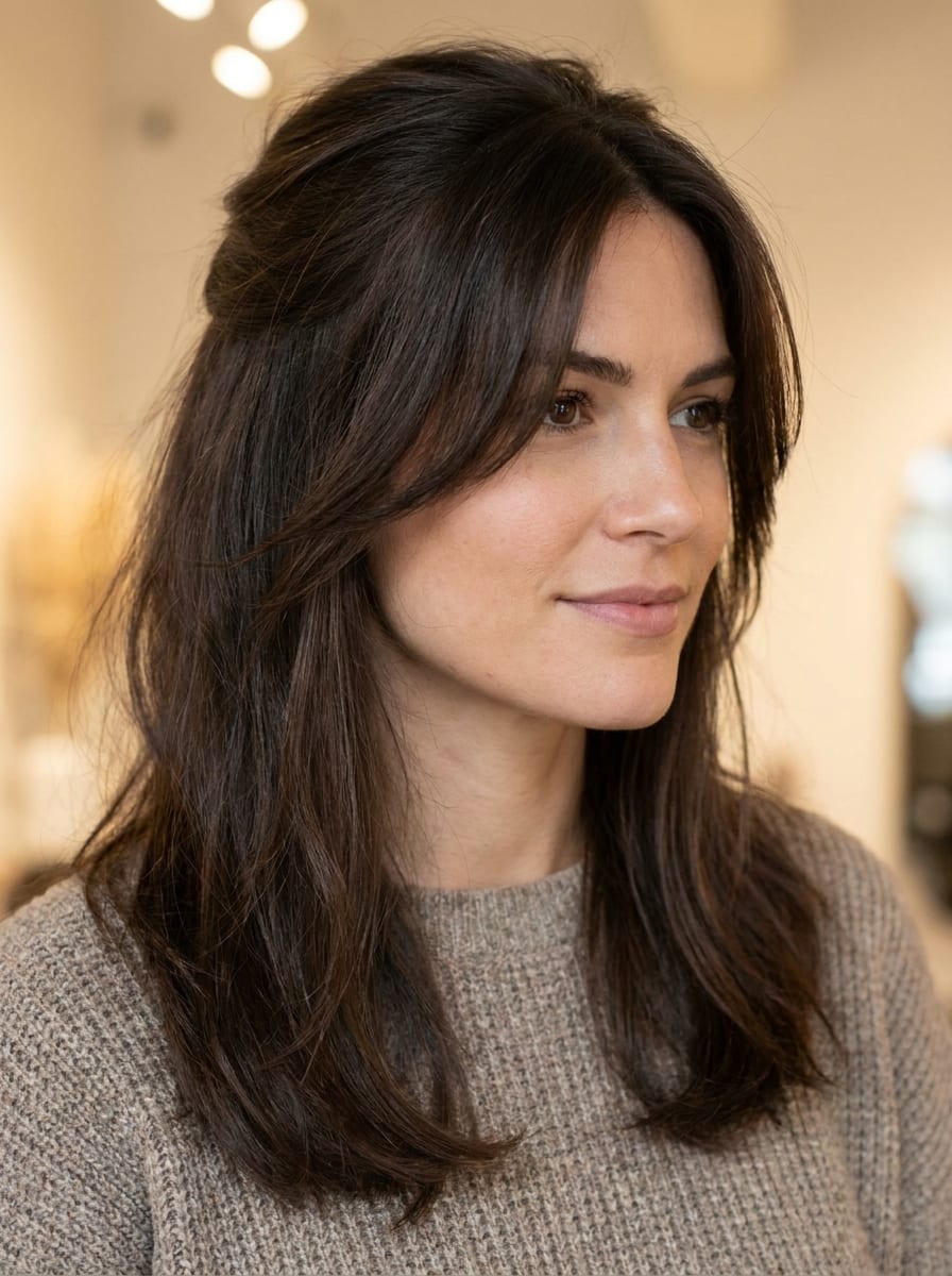 Blowout mit Face-Framing Layers - Frisur für ein eckiges Gesicht
